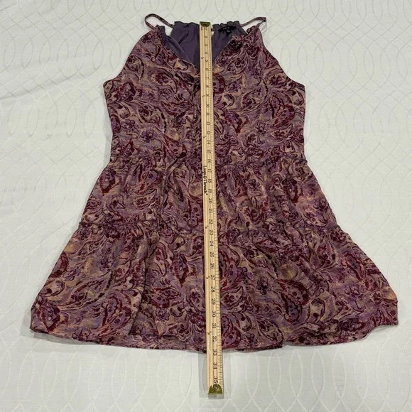 DREW Purple Pink Paisley Print Tiered Ruffled Halter Lined Dress Size Small - Picture 7 of 9